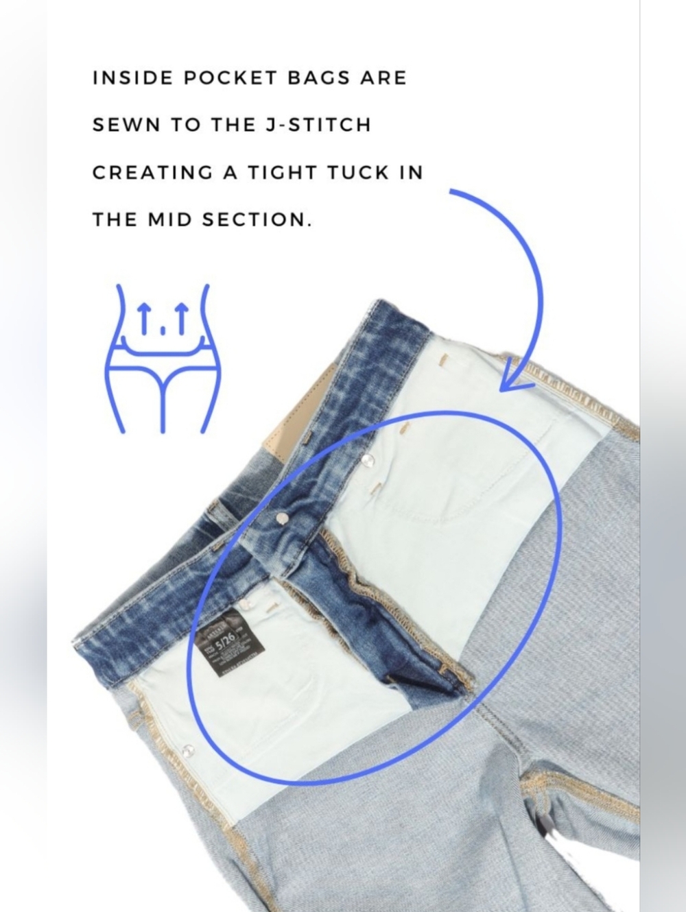 #98256 🛑 1,3,5,7,9 Tummy Control High Rise Straight Denim Jeans - Picture 4 of 5